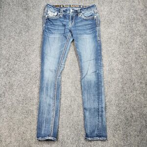 Rock Revival Jeans Womens‎ 27 Blue Easy Skinny Cornett Embroidered Flap Pockets